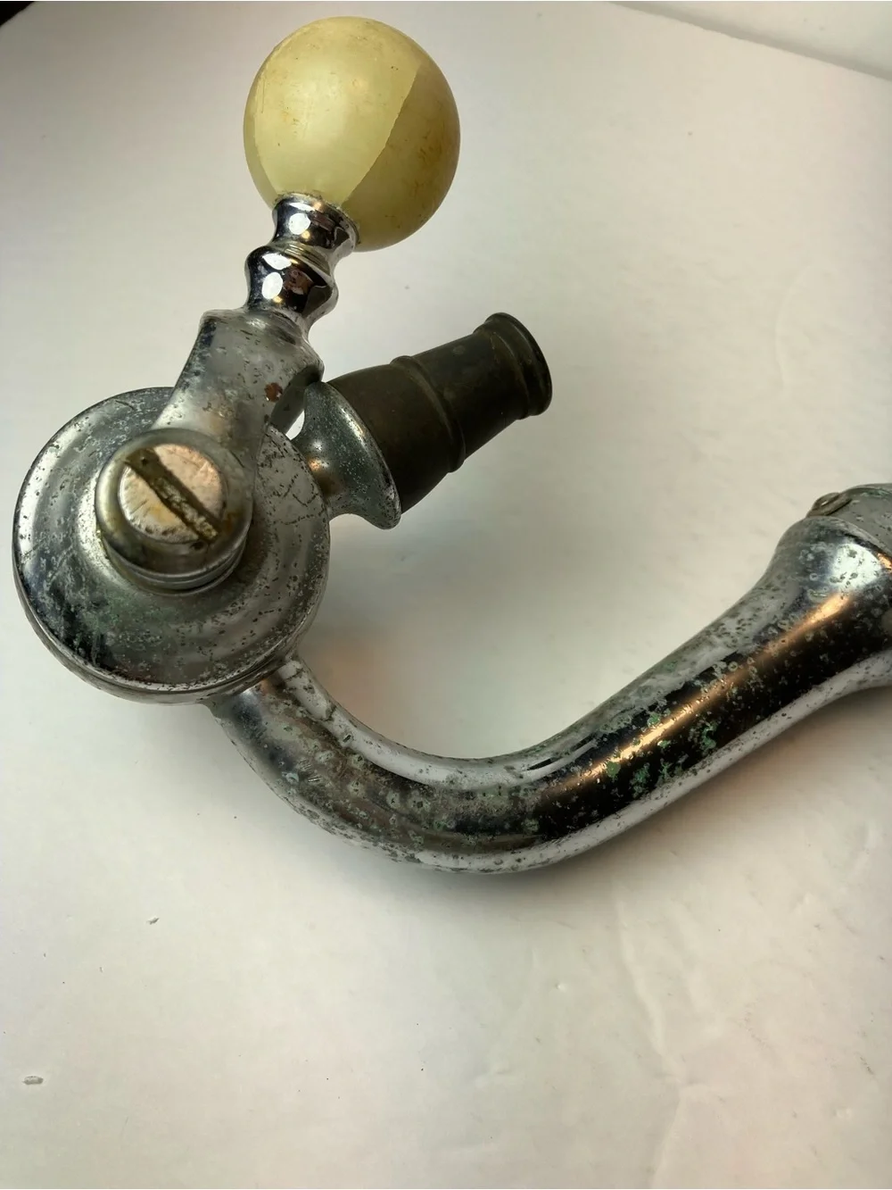 Antique Soda Jerk Gooseneck Draft Fountain Handle With Marble Knob / Spout Head